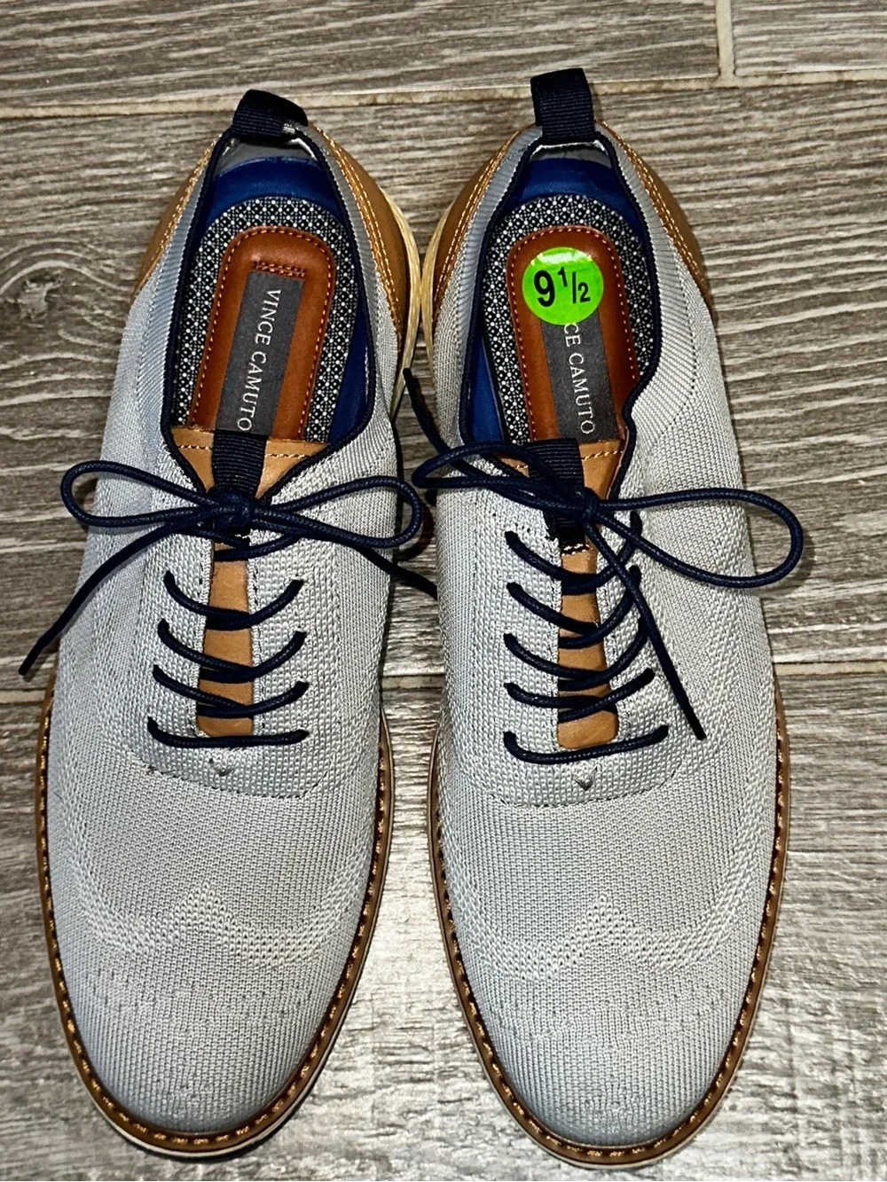 Vince Camuto Staan Lace-Up Men’s 9.5 Oxford Shoes Gray Knit Fashion Sneakers